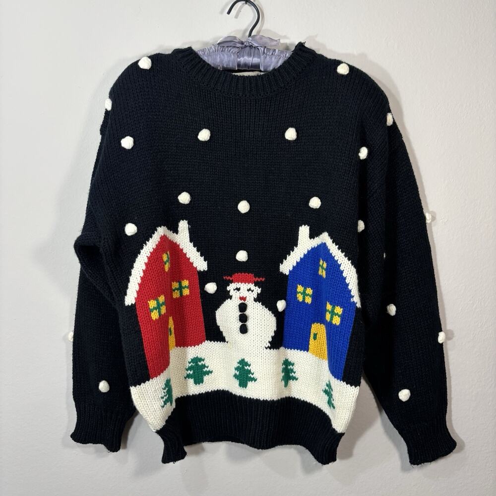 Boundary Waters Christmas Sweater Vintage Size Large Snowmen Holiday